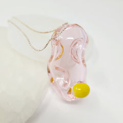 Bubble Pendant in Glass with Silver Chain