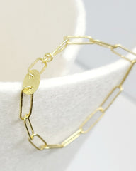 Rectangular Link Gold Bracelet