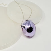 Chrome Bubble Pendant in Glass with Silver Chain