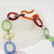 Pastel Borosilicate Matt Glass and Silver Link Necklace