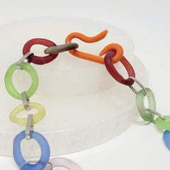 Small Pastel Borosilicate Glass Links and Silver Chain Necklace