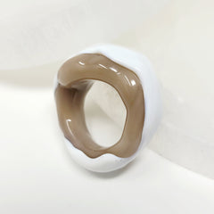 Brown and White Borosilicate Glass Ring