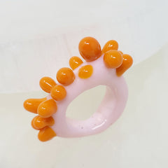 Pink with Orange details Borosilicate Glass Ring