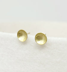Gold Dish Stud Earrings