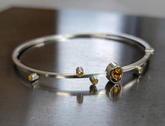 Zircon and Yellow Sapphire Sterling Silver Oval Bangle Bracelet