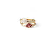 Single Curve Pave Pink Sapphire Gold Ring