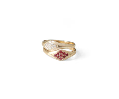 Single Curve Pave Pink Sapphire Gold Ring