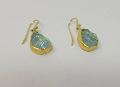 Natural surface aquamarine Drop Earrings