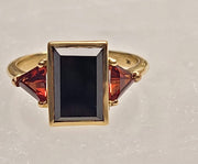 Onyx and Garnet Gold Ring