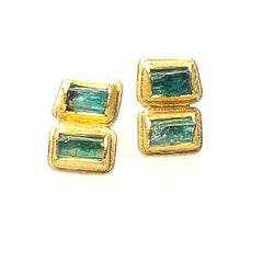 Emerald Stacked Stud Earrings