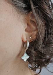 Chalcedony Star Charm Hoop Earrings
