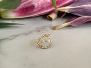 Snake Stud Earrings With Rose Cut Moonstone Gold