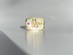 Flat Snake with Ruby Ring