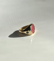 Oval Antique Glass Intaglio and Topaz Ring