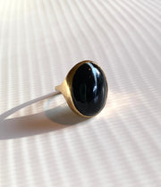 Black Agate Cabochon Ring