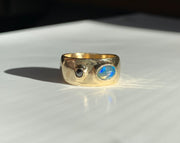 Ethiopian Opal and Black Diamond Ring