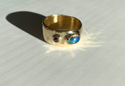 Ethiopian Opal and Black Diamond Ring