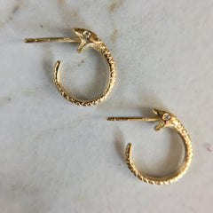 Small Snakebite Hoops 14K Gold with Diamonds