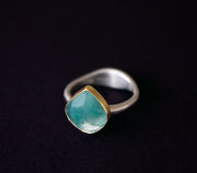 Moss Agate Chalcedony Ring