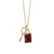 Gem Padlock and Diamond Key Necklace
