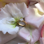 Solitaire Princess Cut Diamond Ring Yellow Gold