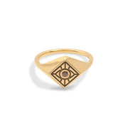 Vision Signet Ring in Gold with Black Diamond