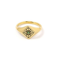 Vision Signet Ring with Green Sapphire