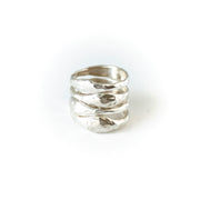 Single Curve Washed Texture Ring Silver