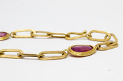 Pink Sapphires and Gold Link Bracelet