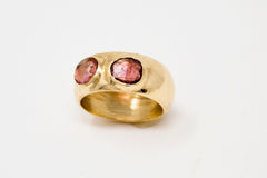 Faceted Double Pink Tourmaline Ring