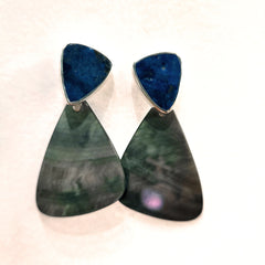 Pendulum Earring | Lapis with Mother of Pearl