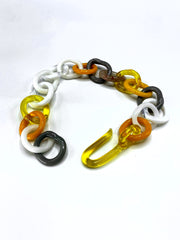 #3 Yellow - Gray - chunky chain borosilicate glass chain