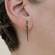 Little Black Thorn Earring Post Silver