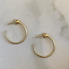 Large 14K Gold Snakebite Hoops with Diamonds
