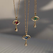 Ruby Evil Eye Teardrop Necklace