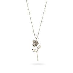 Devotion Rose Necklace Silver