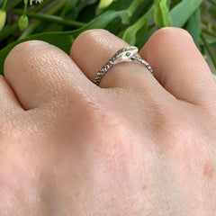 Ouroboros Ring Silver with Green Diamonds