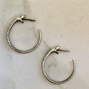 Large Silver Snakebite Hoops with Diamonds
