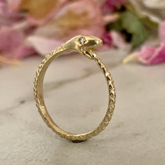 Ouroboros Ring 10K Gold with Recycled Diamonds